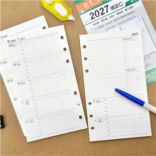四季紙品禮品 A6補充頁6孔 2027週誌C 萬用手冊內