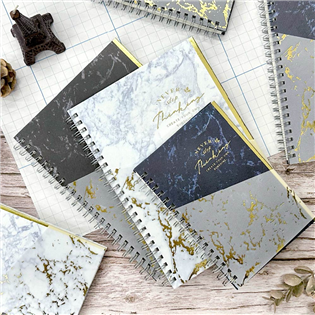 四季紙品禮品 大理石紋 筆記雙圈25K 筆記本 空白 點