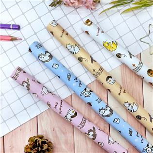 四季紙品禮品 短燙金包裝紙 60入批發 貓咪 BZ201