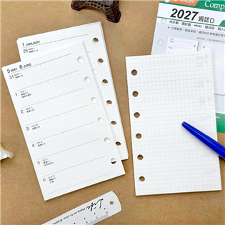 四季紙品禮品 A7補充頁6孔 2027週誌D 萬用手冊內