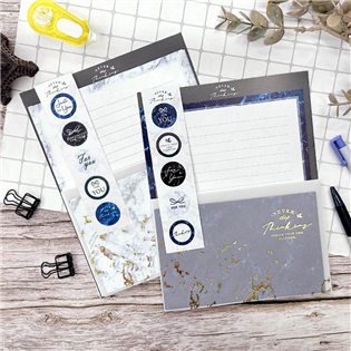 四季紙品禮品 大理石紋 信套組 信紙 信封 ST7002